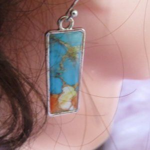 NWOT Natural Stone Enamel Pierced Earrings (K216)